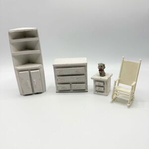 Vintage No Brand Wooden White Dollhouse Furniture Lot